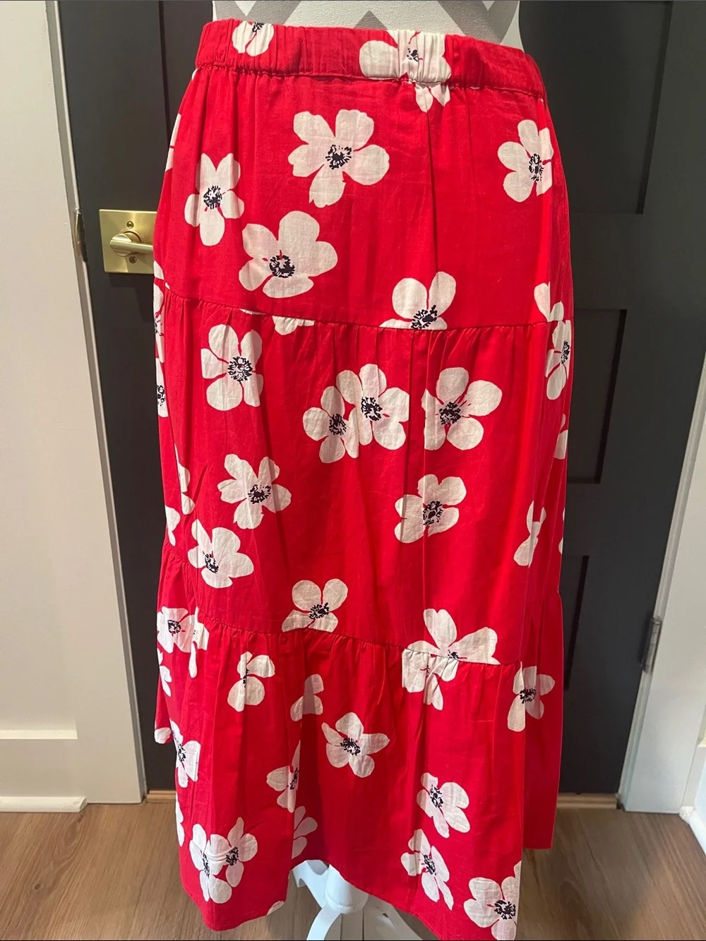 J.Crew Cotton Floral Cherry Blossom Tiered Skirt Size XS